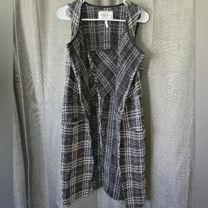 BCBGeneration Women’s Black Tweed Sleeveless Knit Open Sweater XS Vest Blazer